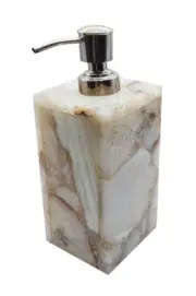 White Agate Soap Dispenser, Refill Shampoo Dispenser, Valentine Gifts For Her