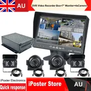 4CH Truck DVR Video Recorder 7" Dash Monitor 4xFront Rear Side Camera Van Bus RV