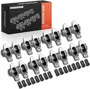 A-Premium 16Pcs Stainless Steel Shaft Mount Rocker Arms Kit with Needle Bearings, Self-aligning Compatible with Chevy SBC 350, 1.5 Ratio, 7/16" Studs