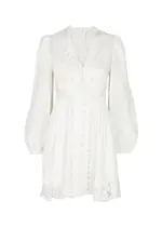 Zimmermann August Lace-panelled Linen Mini Dress - Ivory - 2 (UK 12 / M) 2 (UK 12 / M)