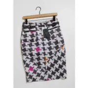 NWT!! TED BAKER Abstract Houndstooth Dogtooth Long Pencil Skirt Size 2 Small