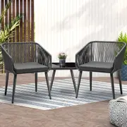 Livsip Outdoor Furniture 3 Piece Lounge Setting Chairs Table Bistro Set Patio