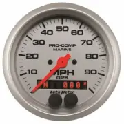 Auto Meter 200636-33 Gauge Speedometer 3 3/8In. 100Mph Gps Marine Silver NEW