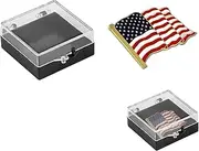 [UAIAGM] American Flag Pin With Storage Box - Authentic Silver Lapel Pin for Suit - Unisex US Patriotic Badge for Men and Women, Large, Acrylic, no gemstone