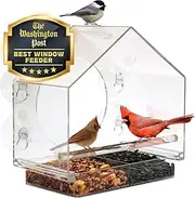 Nature Anywhere Premium Clear Plastic Window Bird Feeder for Outside - Window Bird Feeders with Strong Suction Cups - Transparent Bird Feeder Window Mount Acrylic Bird House for Cat Window Perch