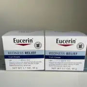 2~Eucerin Redness Relief Dermatological Skincare Night Cream 1.7oz Jar Free Ship