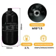 TUXING 4500Psi Carbon Fiber Air Tank 2.7L High Pressure Composit Diving Cylinder
