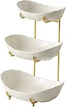 Perfk Fruit Bowl for Kitchen Counter,Fruit Display Stand,Fruit Serving Tray,Serving Bowls with Stand Fruit Holder for Kitchen Cake, Gold 3 Layer