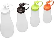 NAMOARLY 4Pcs Squeeze Sauce Bottles Flexible Jam Storage Containers for Salad Dressing Soy Sauce Oil Vinegar Easy Control Dispenser for Kitchen Use