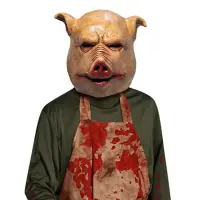 在飛比找Yahoo!奇摩拍賣優惠-【現貨】萬圣節新品電鋸驚魂豬頭面具動物頭套搞怪道具