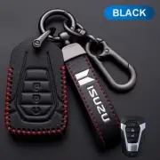 Leather Car Remote Key Fob Cover Fob Case For ISUZU D-MAX MU-X MUX Beige Black