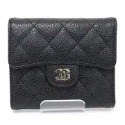 CHANEL Matlasse Classic Small Flap Wallet Caviar Skin Tri Fold Wallet AP0231 B