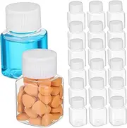 TEMPNAP 20pcs Clear Square Refillable Bottles Portable Travel Containers with Screw Cap for Liquids for Makeup Craft Supplies and Daily Use Sturdy Easy to Clean