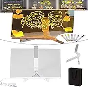 Kivvy Magic Board,Magic Drawing Board,Creative MagicBoard with Adjustable Holder and 7 Colorful Pens,MagicBoard Light up for Kids - Dry Erase,LED NoteBoard,for Room/Store/Office (20X20cm)