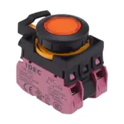 IDEC CW Series Amber 24V illuminated Momentary Flush Push Button Switch 2NC IP65