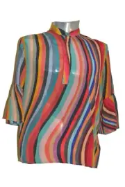 Paul Smith PS Womens Multi Swirl Striped Silk Shirt “42” UK 10 RRP £250