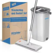 WonderMop and Bucket Set - 6L Bucket Capacity, 54-Inch Pole - Flat Mop and Bu...