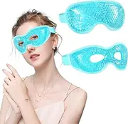 Arqumi 2pcs Cooling Eye Mask, Ice Gel Cold/Warming Compress Eye Mask, Reusable Under Eye Ice Pack Gel Pads for Puffy Dry Eyes Puffiness Sleeping, Swelling, Migraine, After Surgery, Headache, Blue