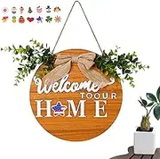 Welcome Signs for Front Door | Bow Interchanging Hanger,Porch Wall Wooden Seasonal Decor in Front of Door, Country Farmhouse Hangings Borato
