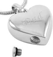 [Generic] My Dad My Hero My Angel Carved Heart Cremation Urn Necklace for Dad Memorial Ashes Pendant Engravale Keepsake Jewelry
