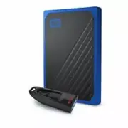 Western Digital My Passport Go 1TB Solid State Drive with SanDisk 64GB USB Flash