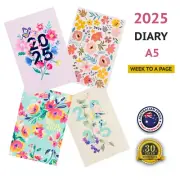 2025 A5 Week to Page Diary with Floral Paper Cover Perfect Planner New Year Gift