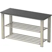 Wood Top Shoe Storage Bench for Entryway, Grey