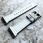 White Color Soft Leather Band Strap with White Stitches for Fitbit Ionic