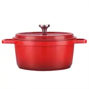 24cm Non-Stick Heavy Duty Stock Pot with Lid Enameled Casserole Home Cooking Cookware Red