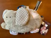 Demdaco Elephant Activity Plush Rattle Squeak Tags Crinkles Textures Baby Toy