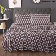 Ramesses Ultra Soft Micro Flannelette Sheet Set -Printed Diamond Flower