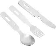 YARNOW 3-Piece Stainless Steel Tableware Set Fork Spoon Knife for Camping Portable Cutlery Set for Travel