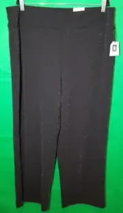 Anne Klein Dress Pants Womens XL Black Wide Legs Sparkle Metallic NWT