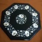 16" black Marble Table Top dining coffee side inlay Pietra Dura antique Decor 3s