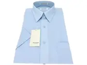 Pierre Cardin Men's Short Sleeve Dress Shirt Solid Copen Blue Size 14 1/2