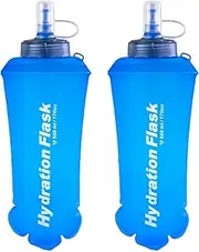 Azarxis TPU Soft Flask Running Collapsible Water Bottles BPA-Free Running Flask for Hydration Pack - Ideal for Running Hiking Cycling Climbing (500ml/16.9oz - 2 Pack)