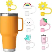 ZIZAISM 6Pcs Straw Cover Cap for Yeti Rambler Tumbler Cup 25oz, 26oz, 30oz, 35oz, 42oz, Silicone Straw Topper for Yeti, Reusable, BPA Free, Dishwasher safe