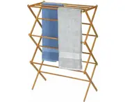 Bamboo Clothes Drying Rack Horse Laundry Foldable Free Stand, Collapsible Clothes Drying Rack Laundry Rack Airer Towel Hanger Rack