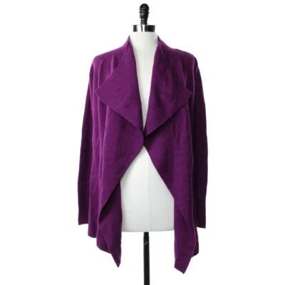 IMAN NEW Womens XS Purple Solid Open-Front Collar Cardigan Sweater Long Sleeve