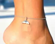 Whale Tail Ankle Bracelet Silver Anklet Whale Tail Jewelry Ocean Nautical Anklet