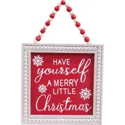 LVD MDF Merry Christmas Sign Wall Hanging Home/Room Decor Square 17.5x17.5cm