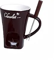CREHNIL Chocolate Melting Mug Cheese Candy Mini Fondue Pot With Forks (Brown)