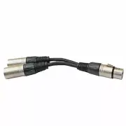New 3Pin XLR Female Jack To Dual 2 Male Plug Y Splitter Cable Adapter Microphone