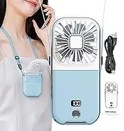 USB Rechargeable Fan - 4 Modes Foldable Handheld Fan | Multipurpose Neck Fan, Battery Powered Fan with Display for Travel