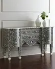 Bone Inlay Amira Classic Sideboard Black White Floral Pattern 120x50x75cm