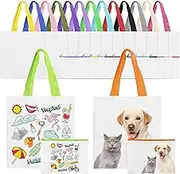 Joyclub 30 Pack Sublimation Tote Bags Bulk Customized Colors Polyester Cosmetic Makeup Bags Blanks Reusable Grocery Canvas Bags For DIY Shopping Subliamtion Decorating Painting, White, 14 inches (L) x