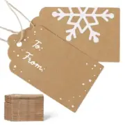 100pcs Christmas Gift Name Tags with String to and from Vintage Kraft Paper