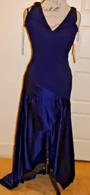 Aidan Mattox - NWT - Sleeveless Contrast Fabric Navy Blue Maxi Dress - Size 10