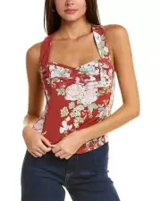 Free People Ginger Snap Size Small Brown Cinnamon Combo Floral Crossback Top NWT