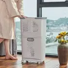 Laundry Basket Bottom Opening Closing Design Dirty Clothes Hamper With Storag JY